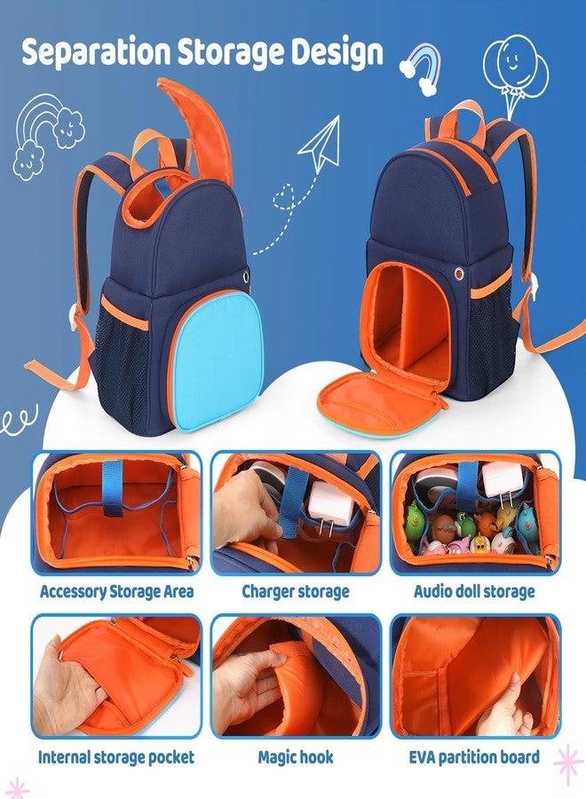 OUKNAK حقيبة ظهر للتخزين من OUKNAK لجهاز Toniebox، حقيبة حمل لمجموعة مشغل الصوت Toniebox 2 ومجموعة Tonie Figurines وسماعات الرأس (أزرق داكن) - Image 2